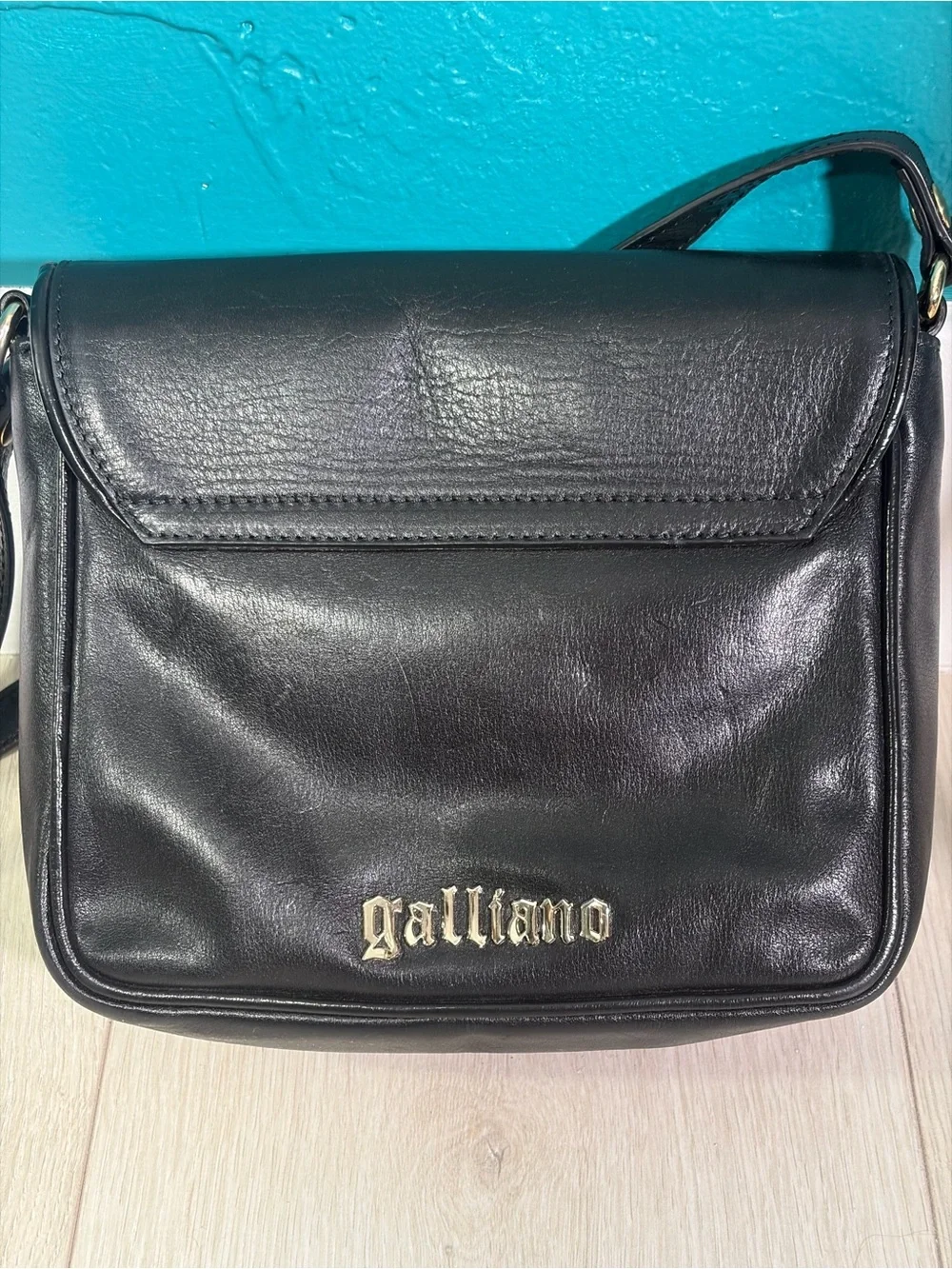John Galliano Black Leather Bow Shoulder Bag One Size